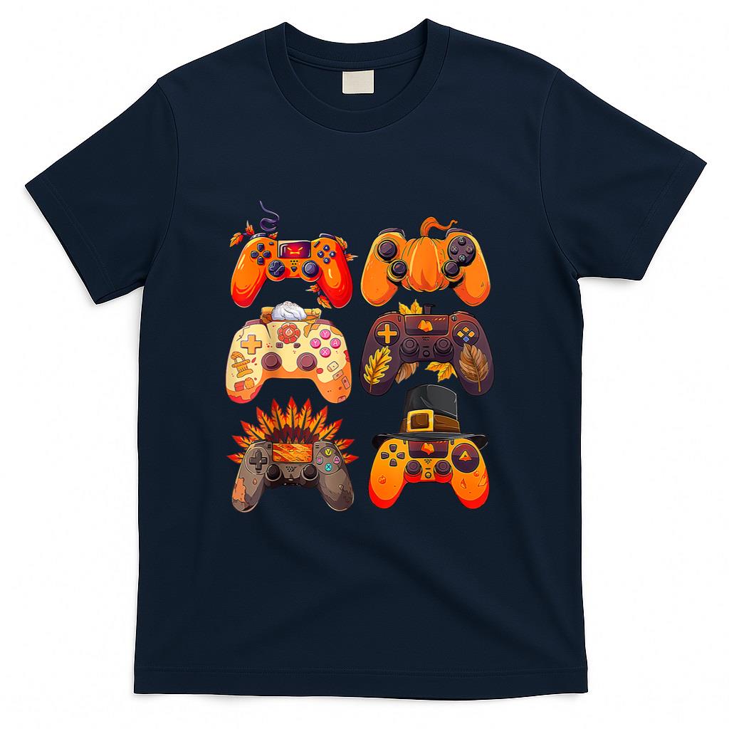 Controllers Fall Gaming Video Game Turkey Thanksgiving Boys T-Shirt