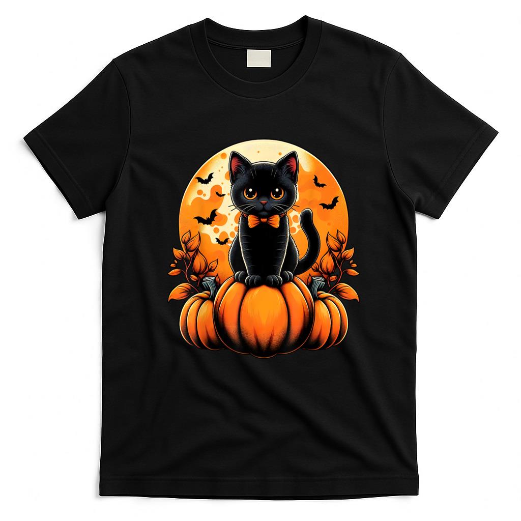Pet Mom Halloween Shirt - Retro Black Cat Pumpkin Halloween Costume Fall Autumn Season T-Shirt
