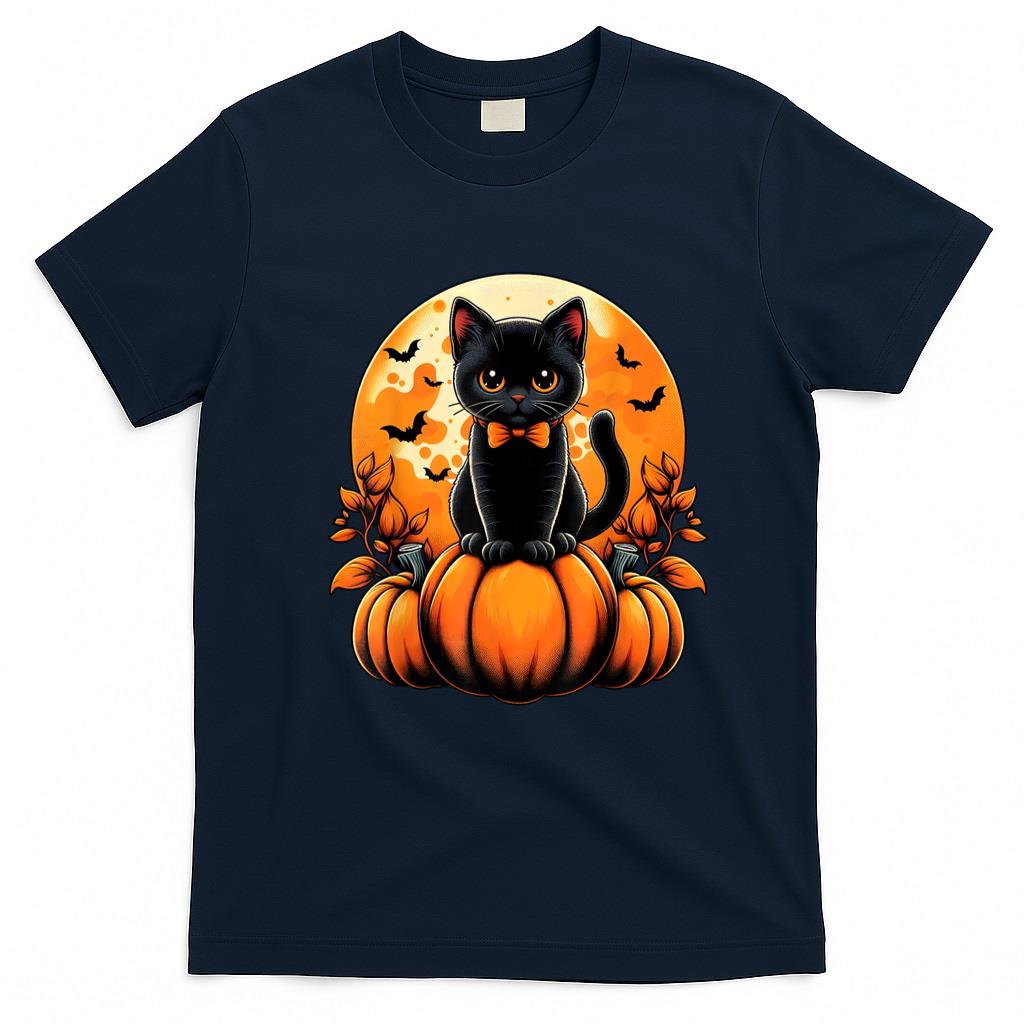 Pet Mom Halloween Shirt - Retro Black Cat Pumpkin Halloween Costume Fall Autumn Season T-Shirt