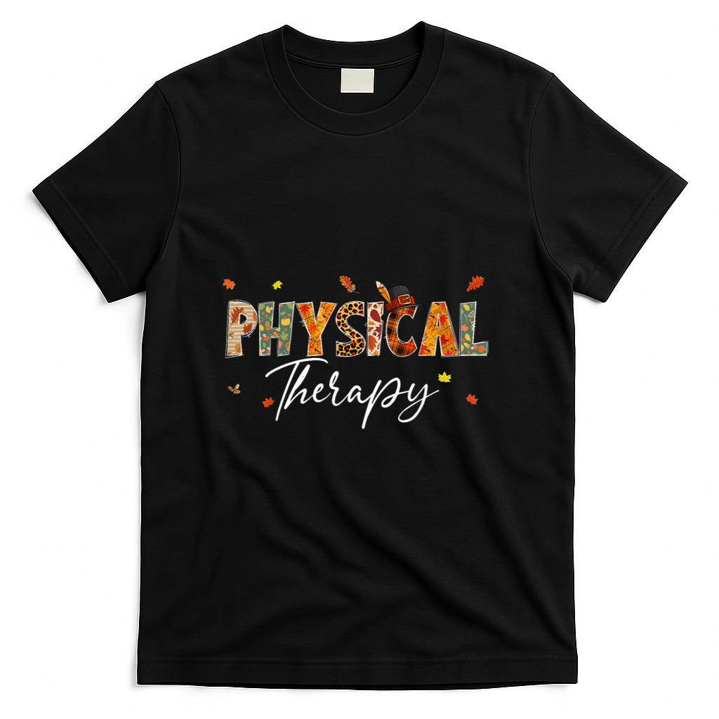 Funny Physical Therapy Pumpkin Autumn Tree Fall Leaves T-Shirt