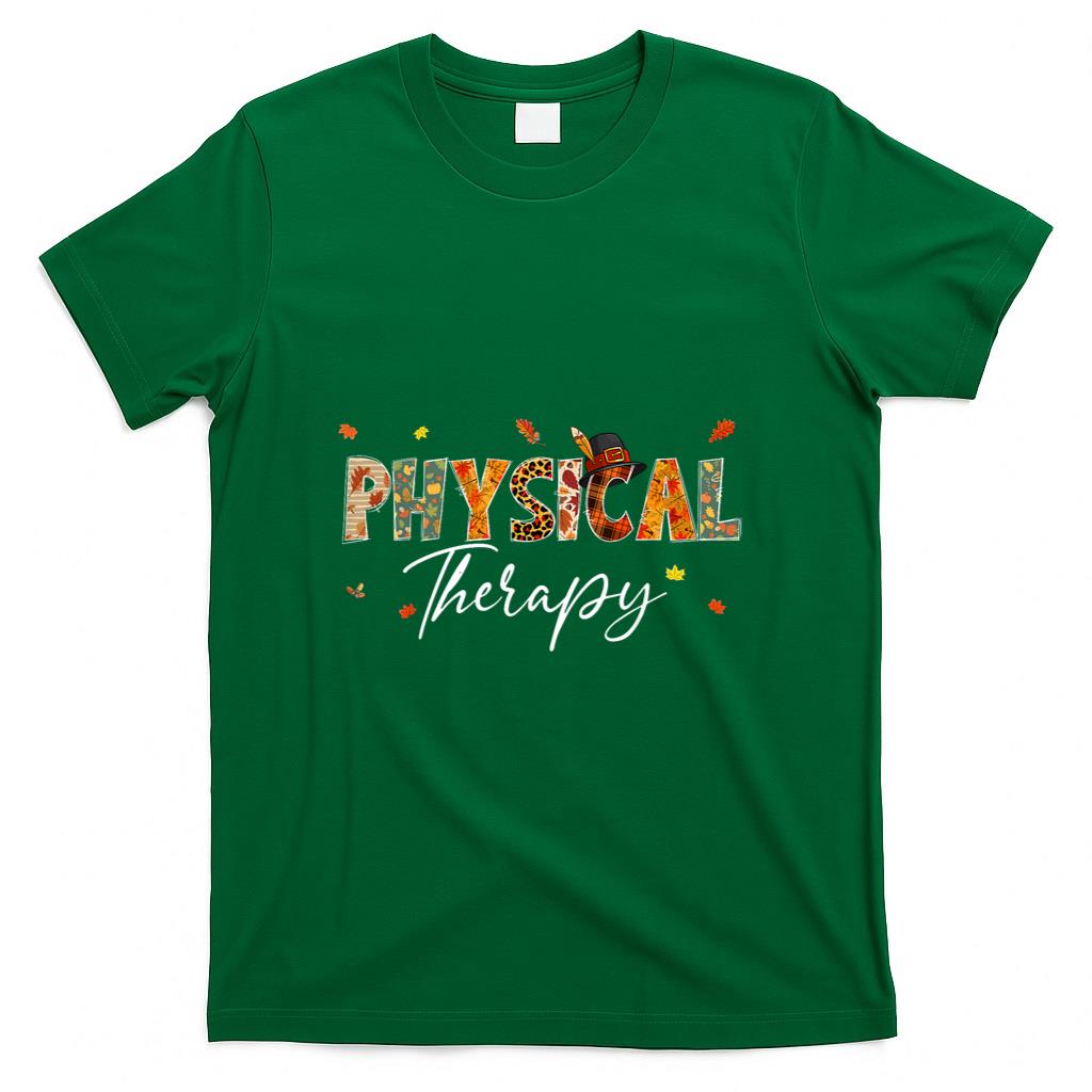 Funny Physical Therapy Pumpkin Autumn Tree Fall Leaves T-Shirt
