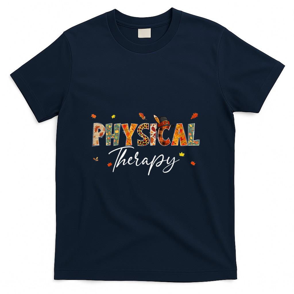 Funny Physical Therapy Pumpkin Autumn Tree Fall Leaves T-Shirt