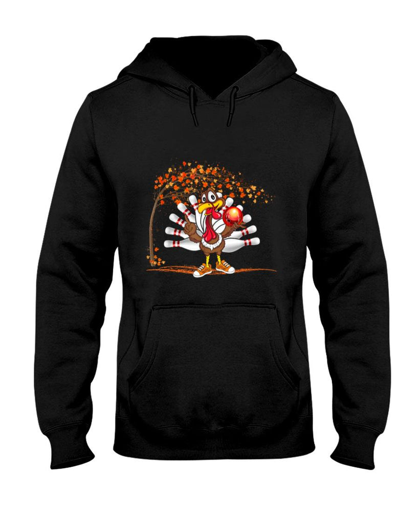 Turkey Playing Bowling Thanksgiving Turkey Tail Bowling T-Shirt