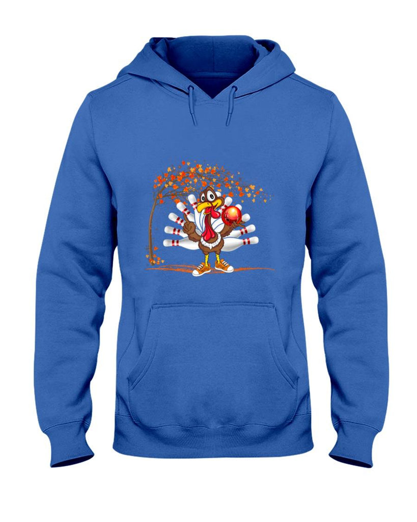 Turkey Playing Bowling Thanksgiving Turkey Tail Bowling T-Shirt