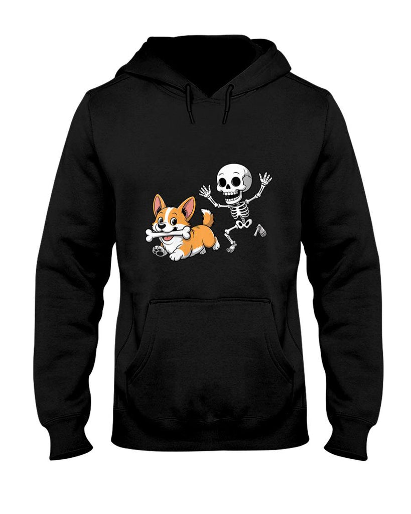 Pet Mom Halloween Shirt - Womens Funny Skeleton Chasing Corgi Halloween Dog Mom Pet Lover V-Neck T-Shirt_3