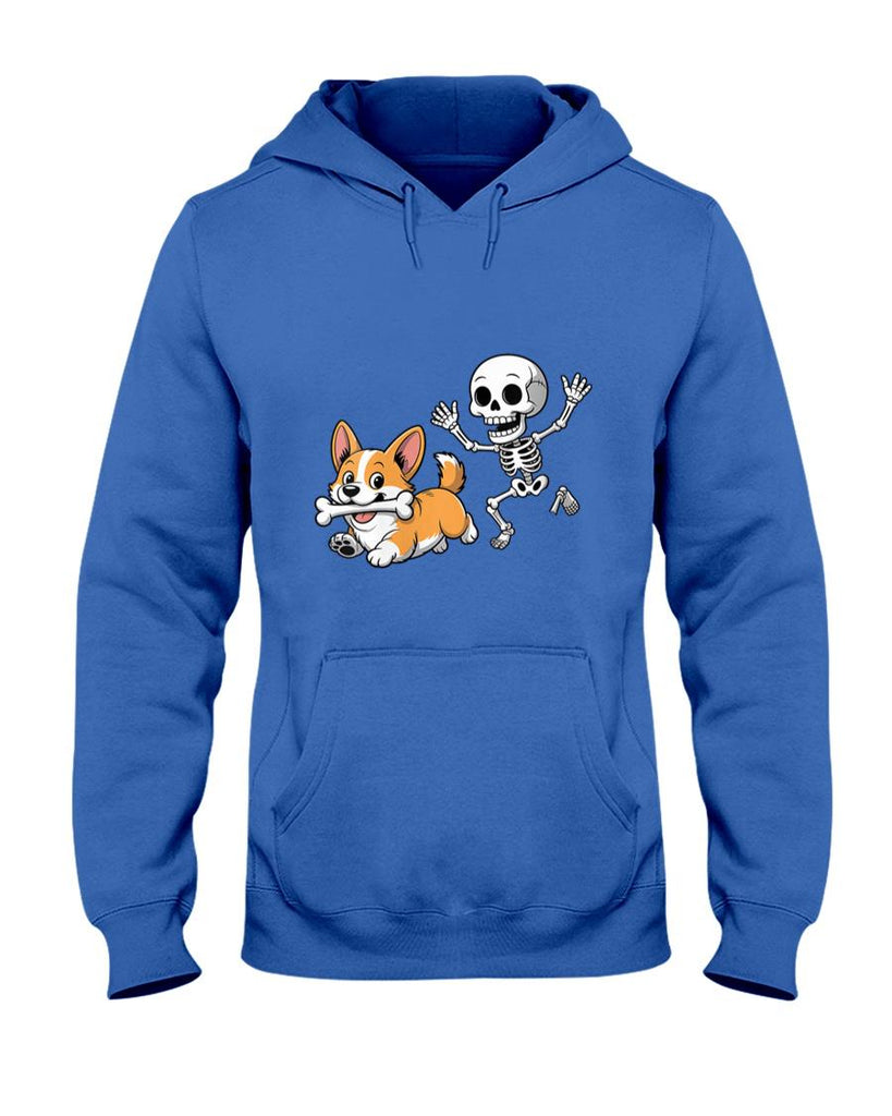 Pet Mom Halloween Shirt - Womens Funny Skeleton Chasing Corgi Halloween Dog Mom Pet Lover V-Neck T-Shirt_3