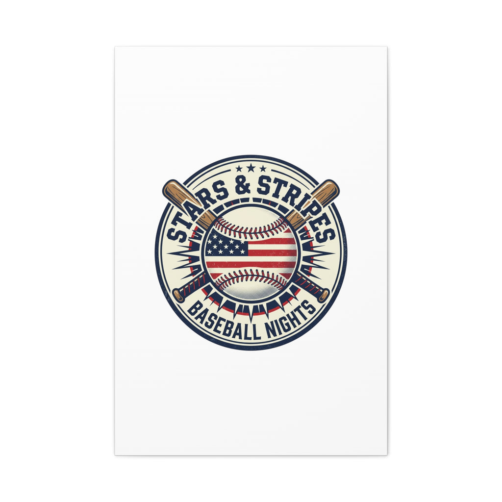 Stars & Stripes Baseball Nights Canvas | Patriotic Baseball Wall Art