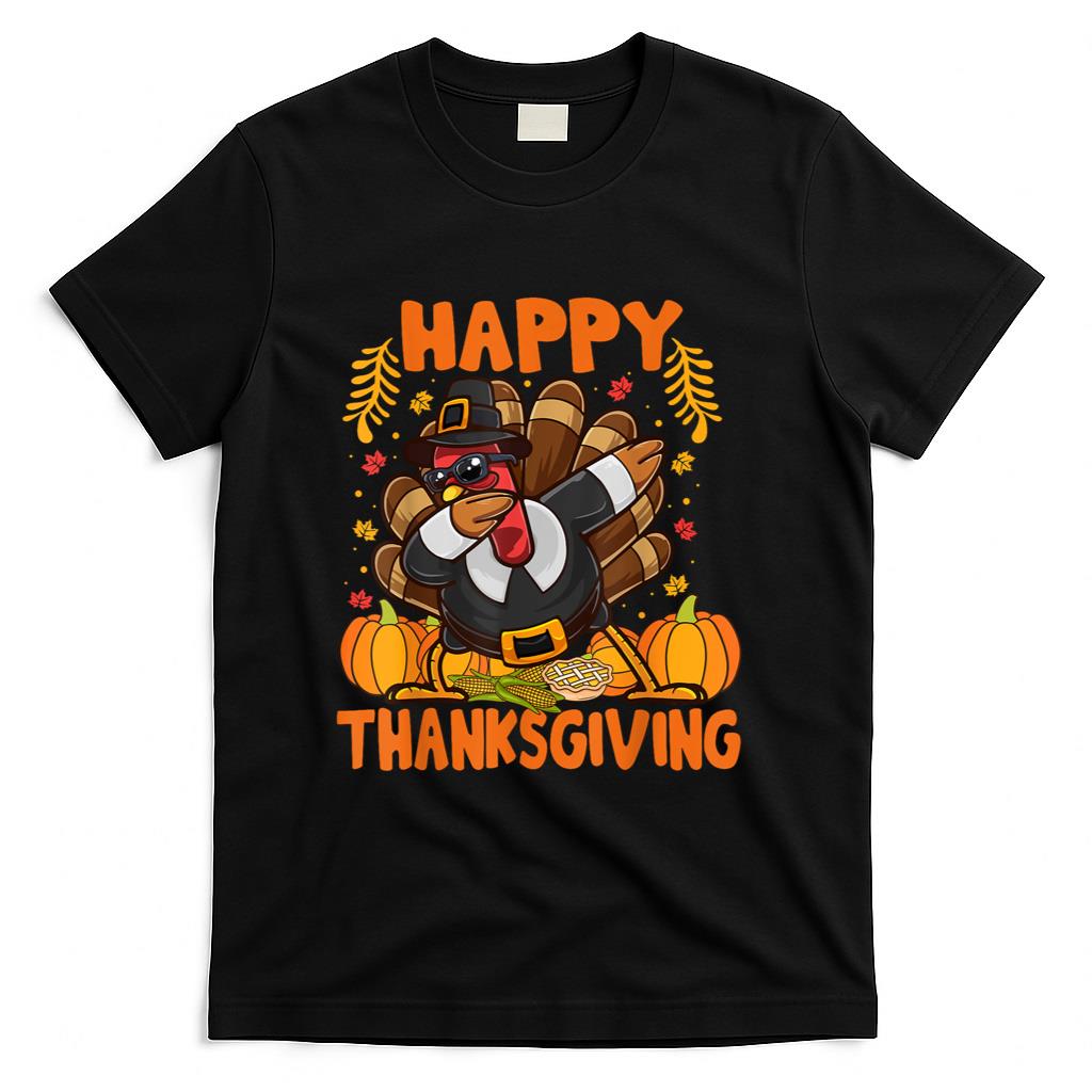 Happy Thanksgiving Dabbing Turkey Day Men Women Kids T-Shirt