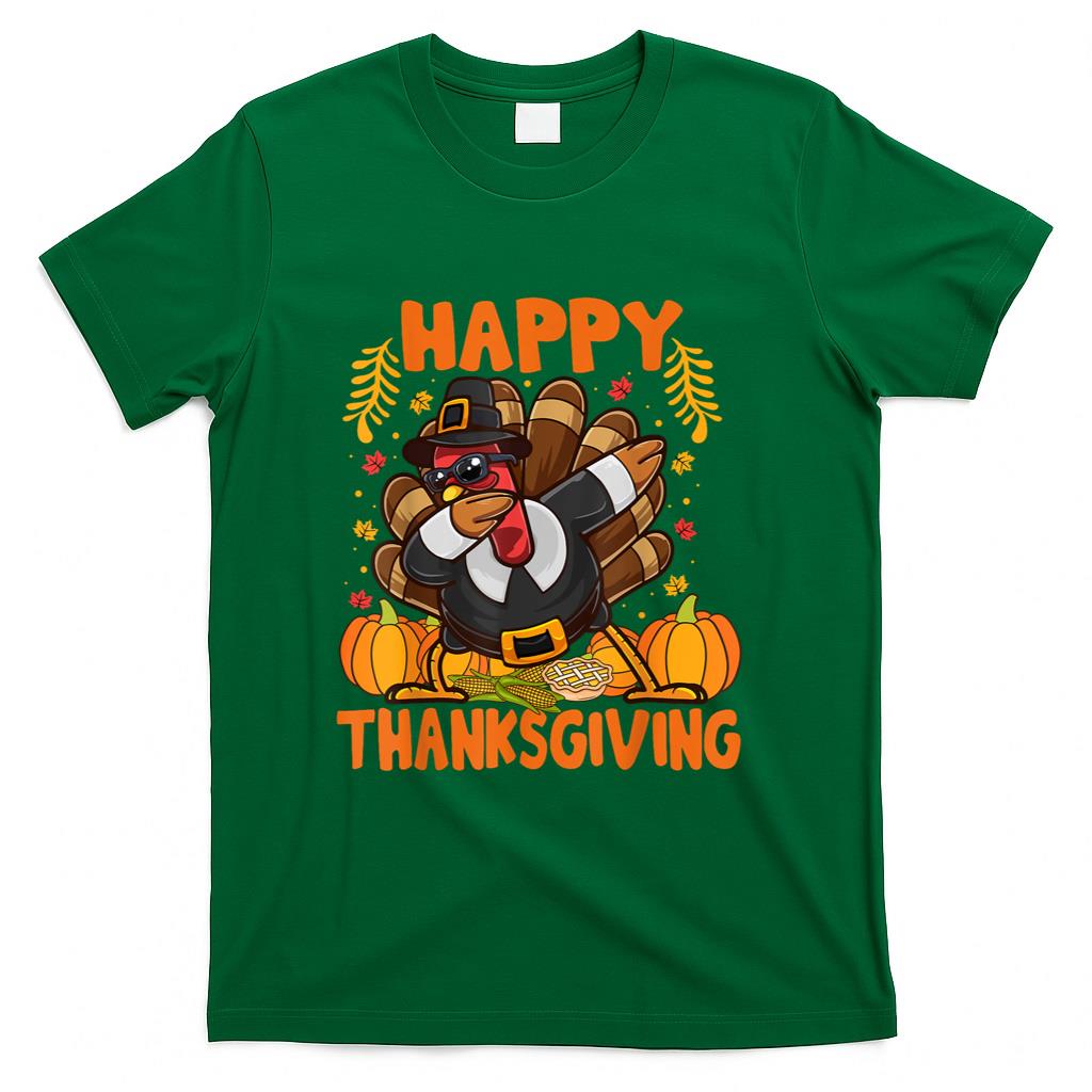 Happy Thanksgiving Dabbing Turkey Day Men Women Kids T-Shirt