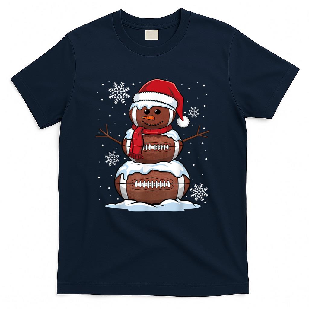Merry Christmas Football Snowman Holiday Sports Xmas Pajamas T-Shirt