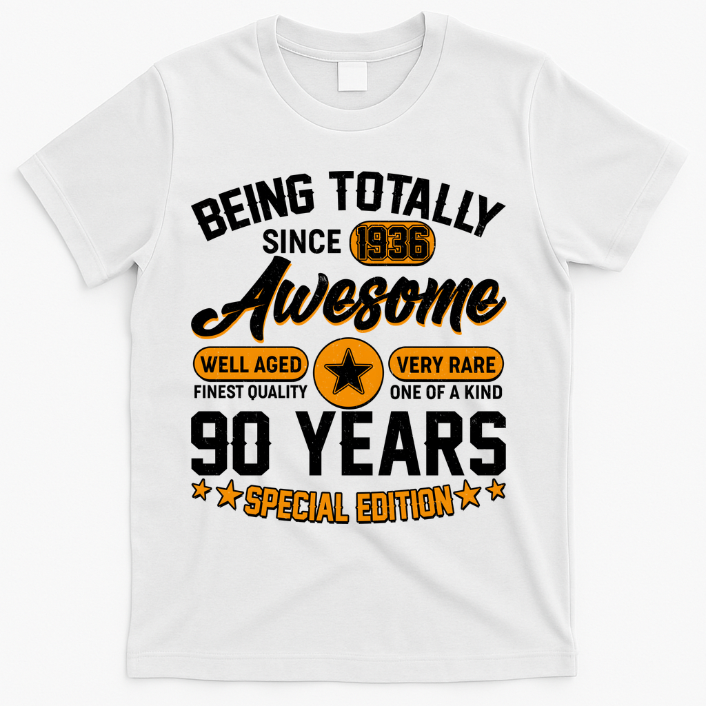 90th Birthday Being Totally Awesome Since 1936 Special Edition  T-Shirt - White