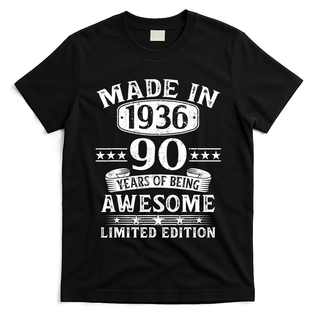 90th Birthday Made In 1936 90 Years Of Being Awesome Limited Edition T-Shirt