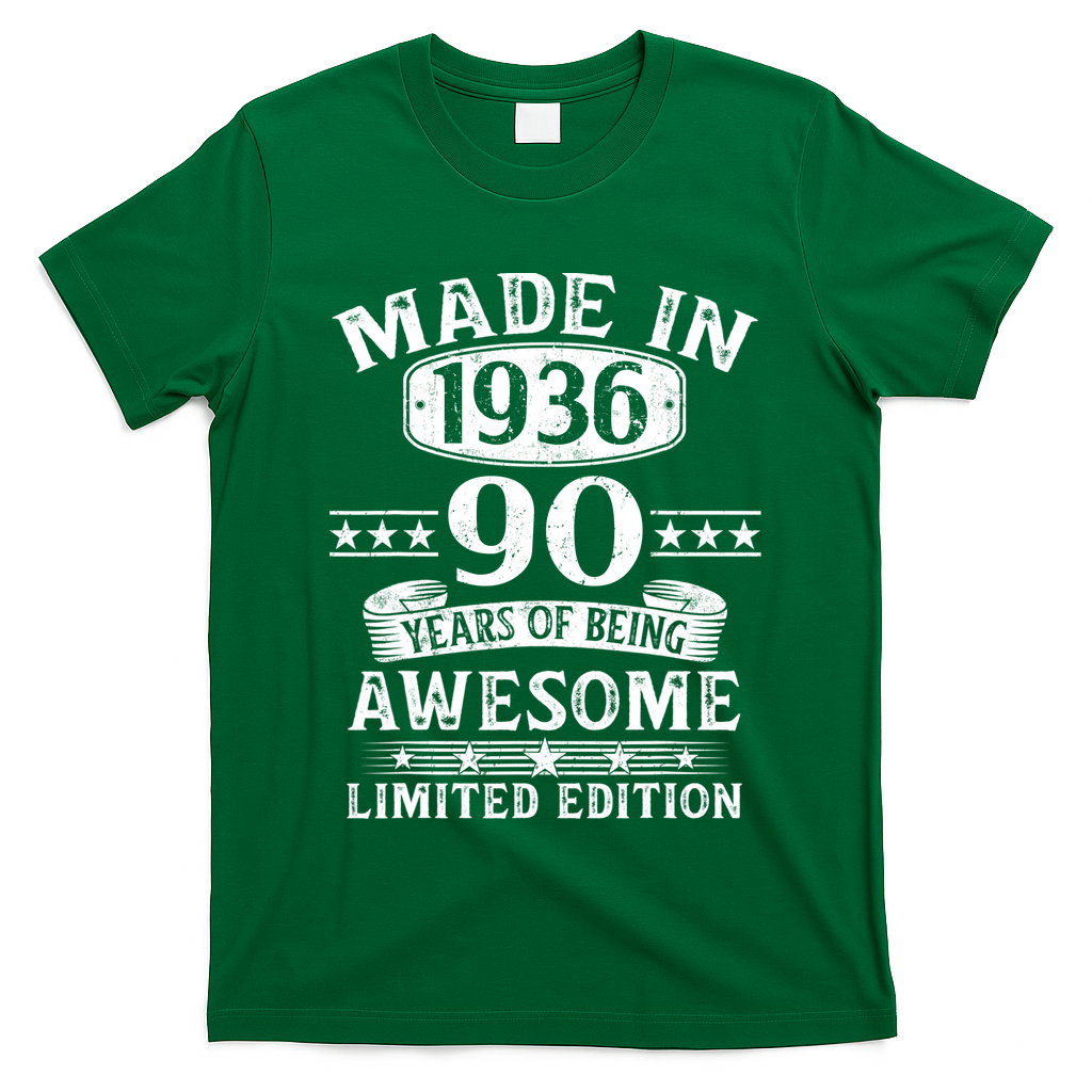 90th Birthday Made In 1936 90 Years Of Being Awesome Limited Edition T-Shirt