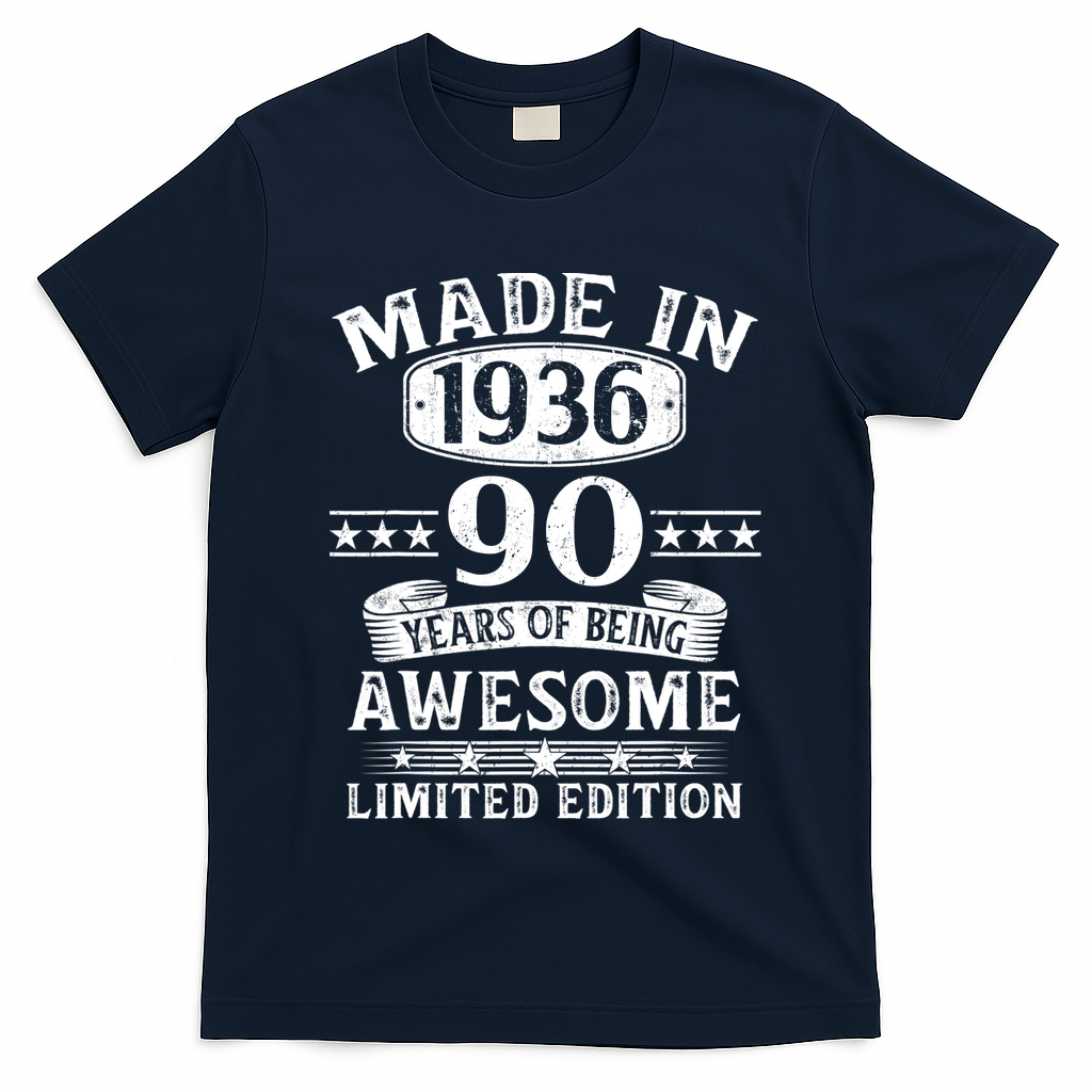 90th Birthday Made In 1936 90 Years Of Being Awesome Limited Edition T-Shirt