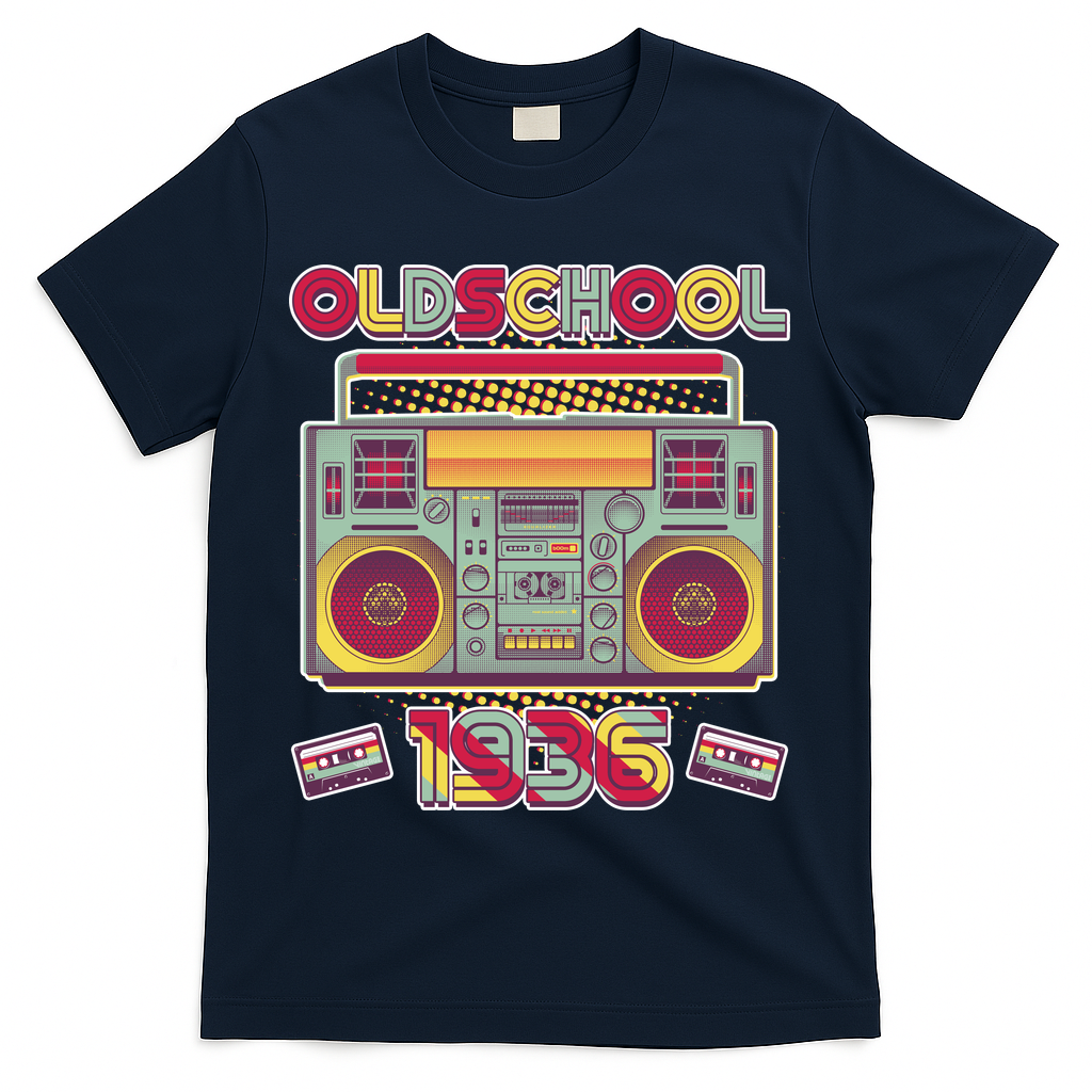 90th Birthday Oldschool Boombox 1936 T-Shirt - Navy