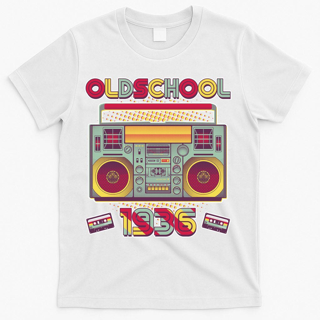 90th Birthday Oldschool Boombox 1936 T-Shirt - White