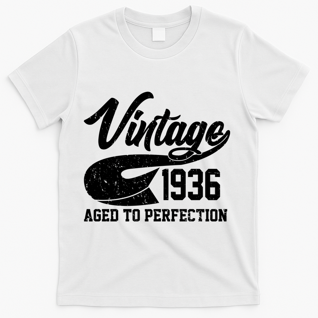 90th Birthday Sporty Vintage 1936 Age To Perfection  T-Shirt - White