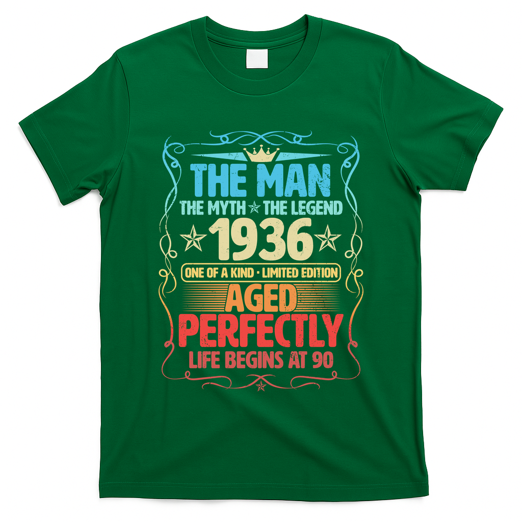90th Birthday The Man The Myth The Legend 1936 One Of A Kind Limited Edition T-Shirt