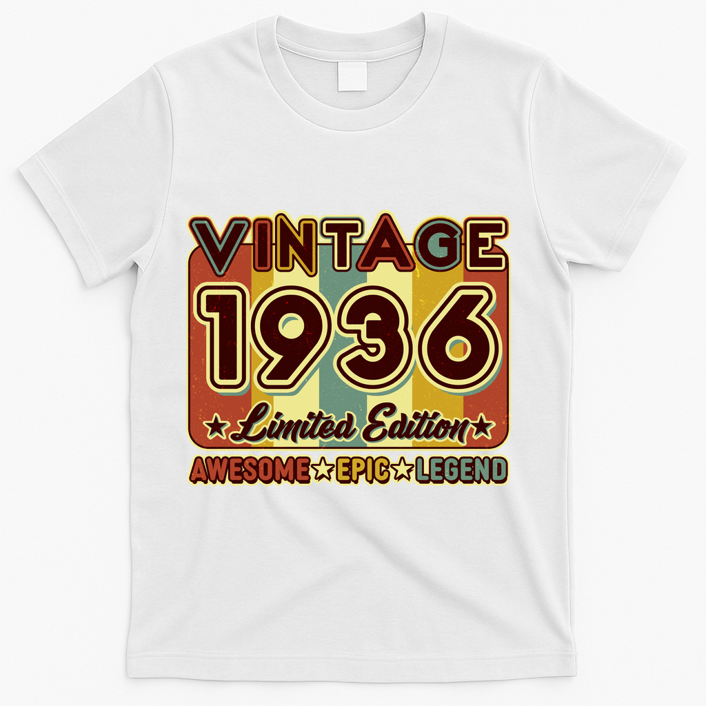 90th Birthday Vintage 1936 Limited Edition Awesome Epic Legend T-Shirt - White