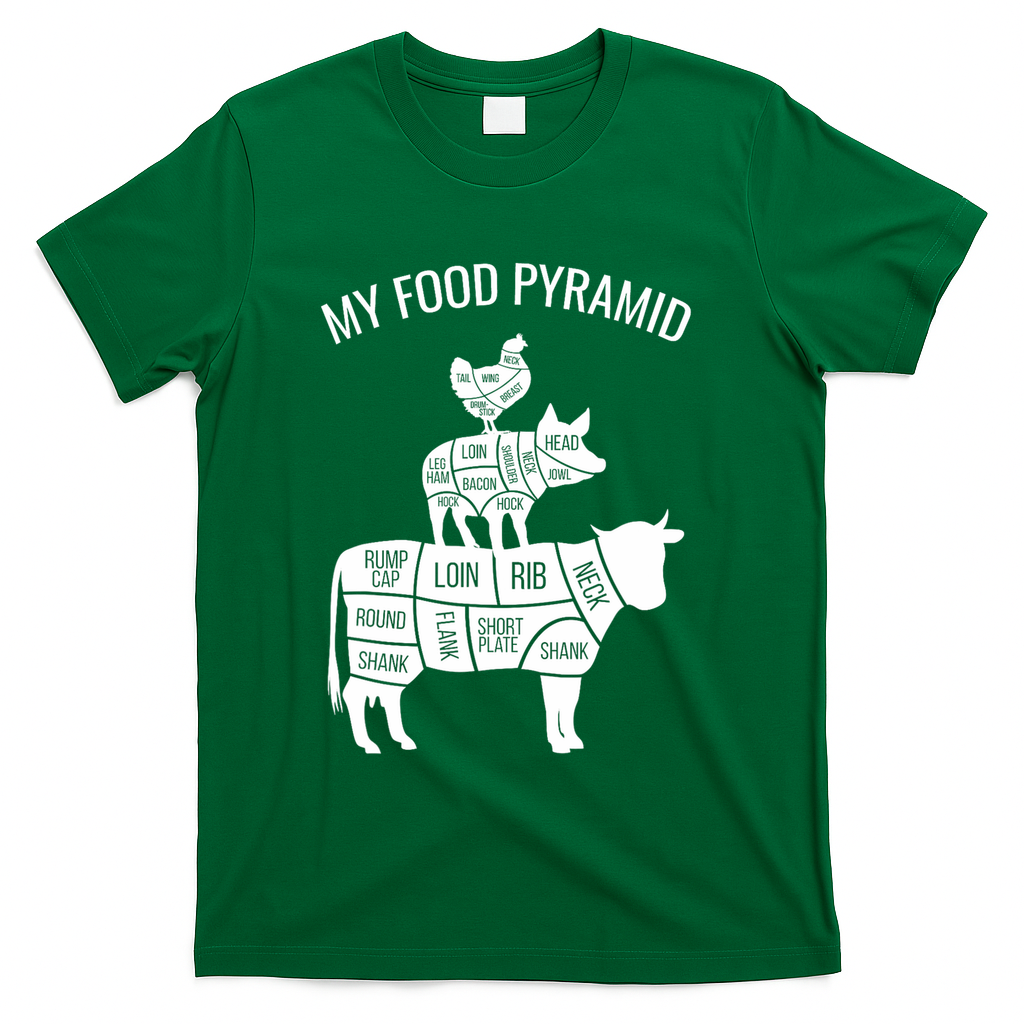 My Food Pyramid Funny Carnivore Cow Pig Chicken T-Shirt