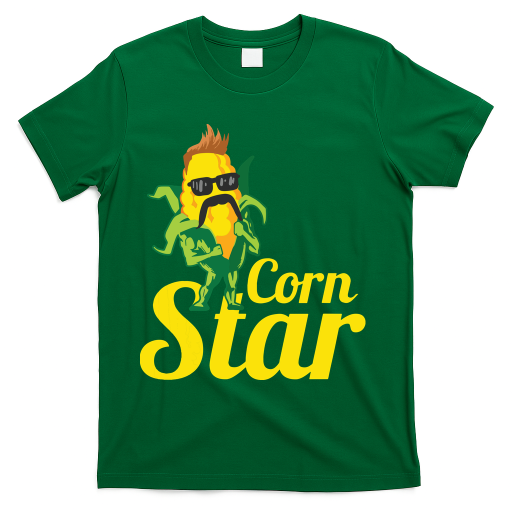 Funny Corn Star Sunglasses Mustache Maize T-Shirt