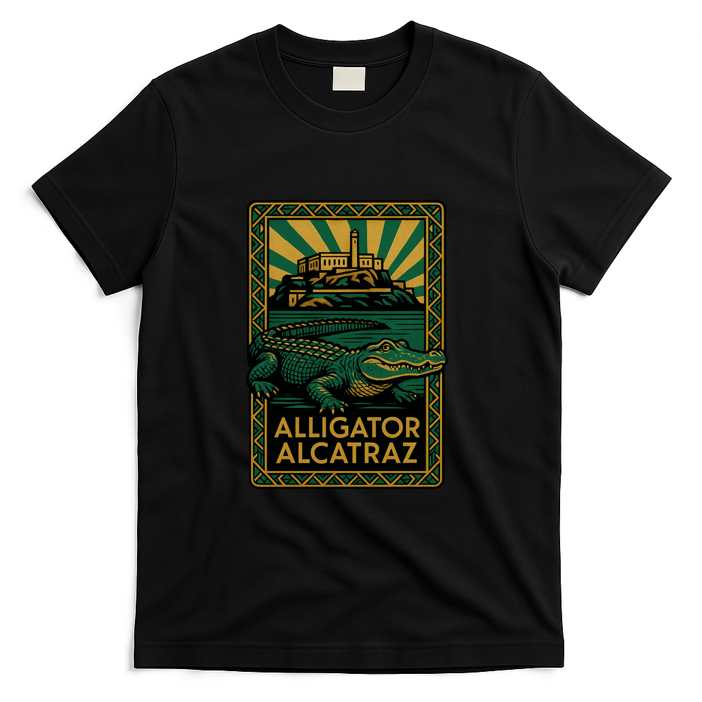 Alligator Alcatraz Art Deco T-Shirt - Black