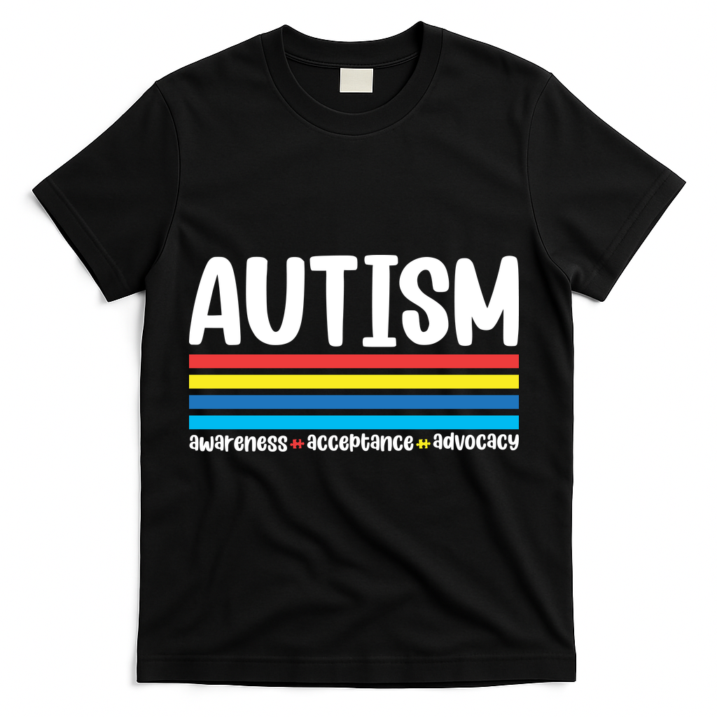 Autism Awareness Acceptance Inspirational T-Shirt - Black