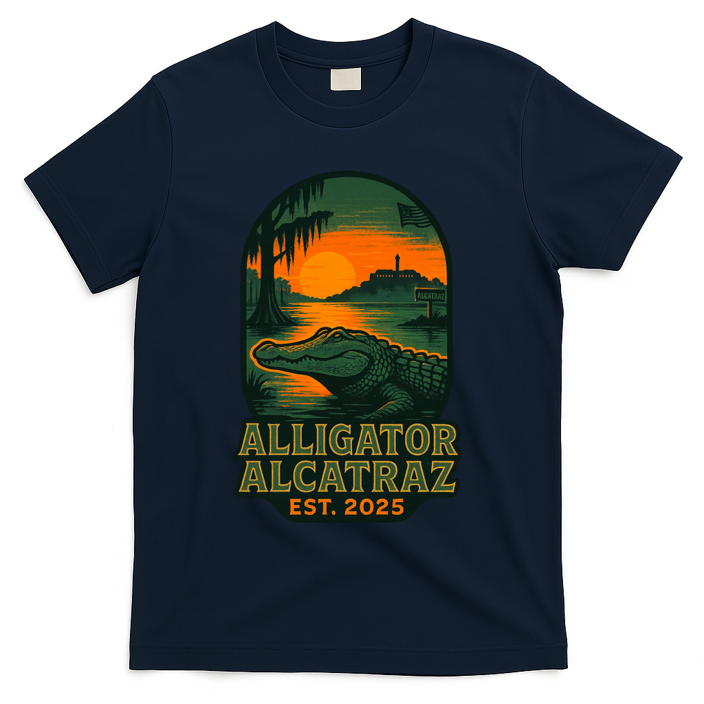 Alligator Alcatraz Est 2025 T-Shirt - Navy