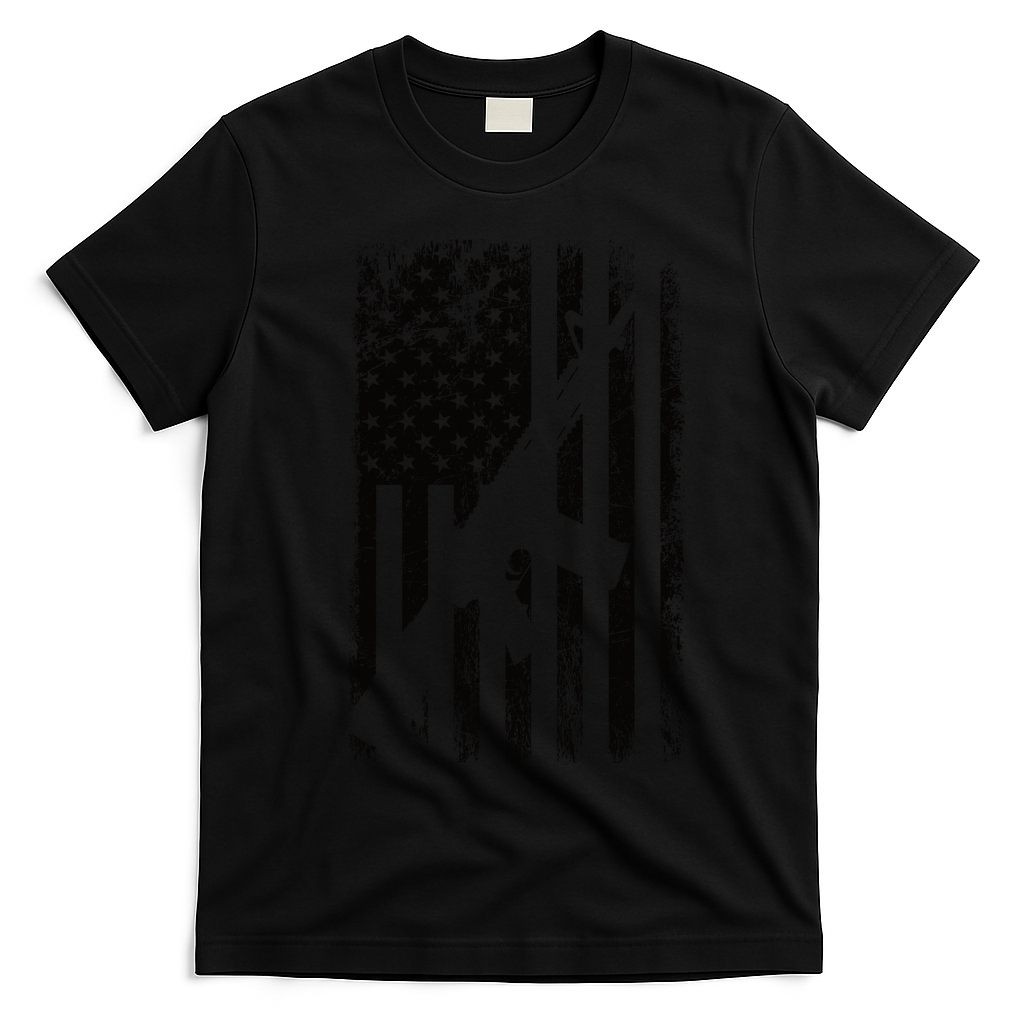 AR15 American Flag T-Shirt - Black