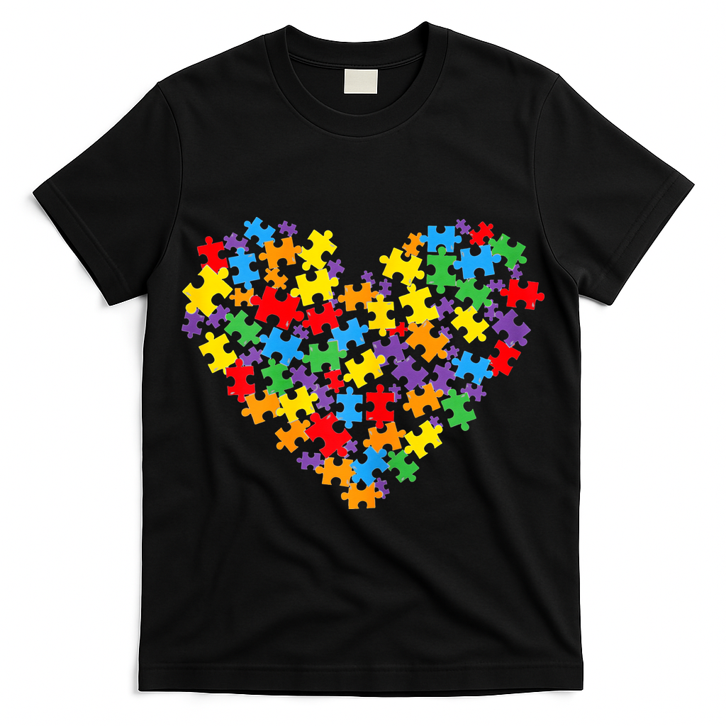 Autism Awareness Heart Valentine Day Puzzle Piece T-Shirt