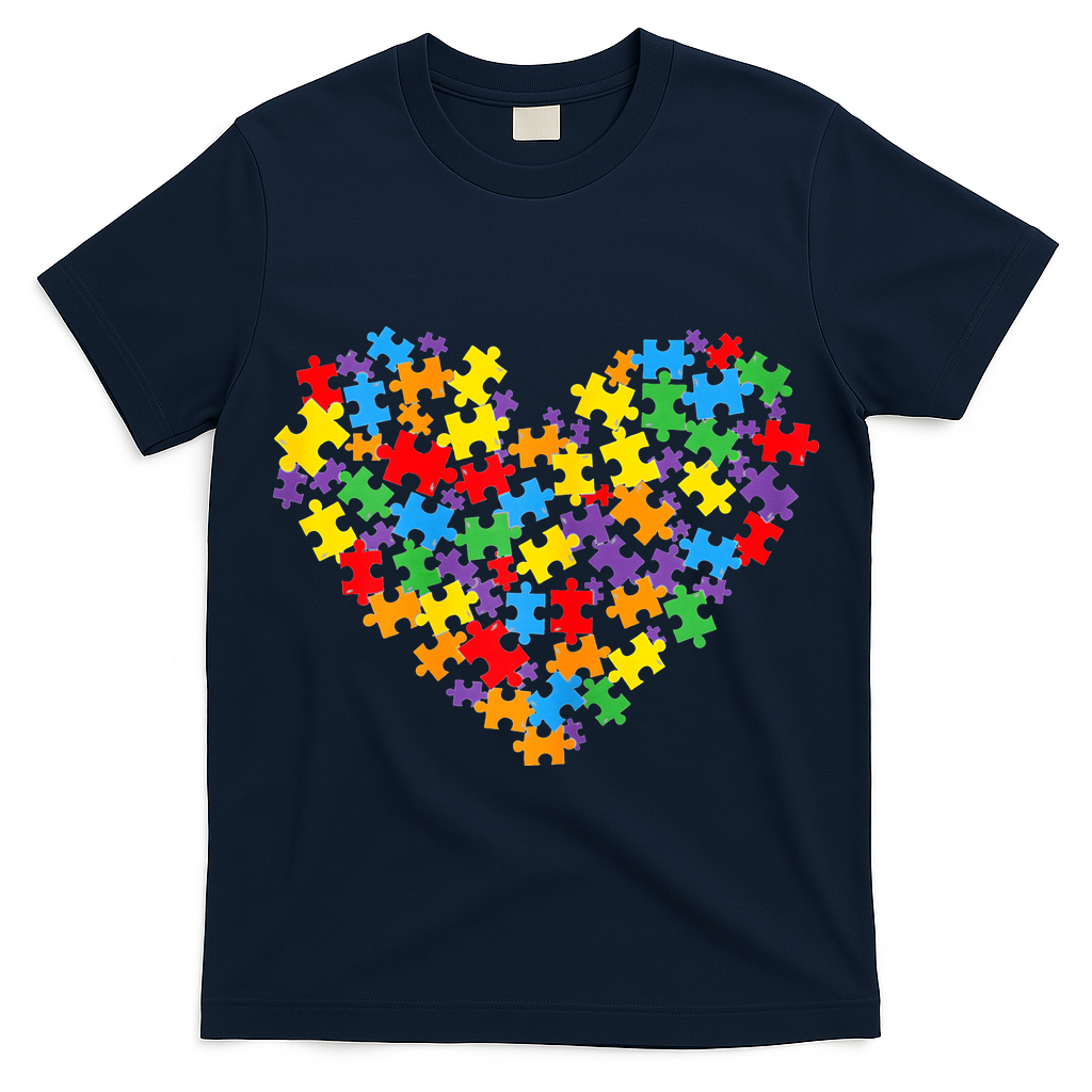 Autism Awareness Heart Valentine Day Puzzle Piece T-Shirt