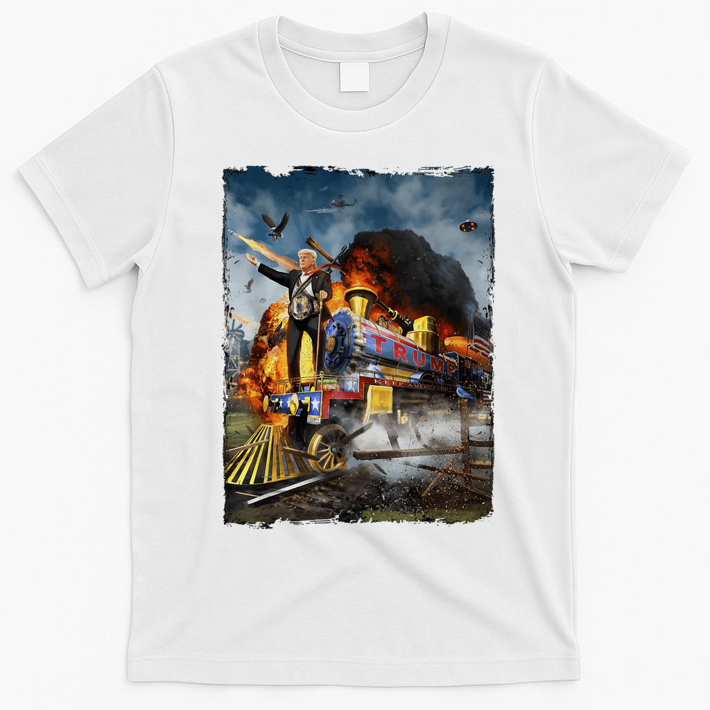 All Aboard The Trump Train Graphic Art T-Shirt - White