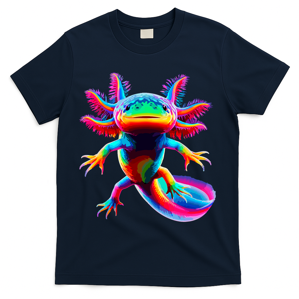 Axolotl Beautiful Colorful Axolotl T-Shirt - Navy