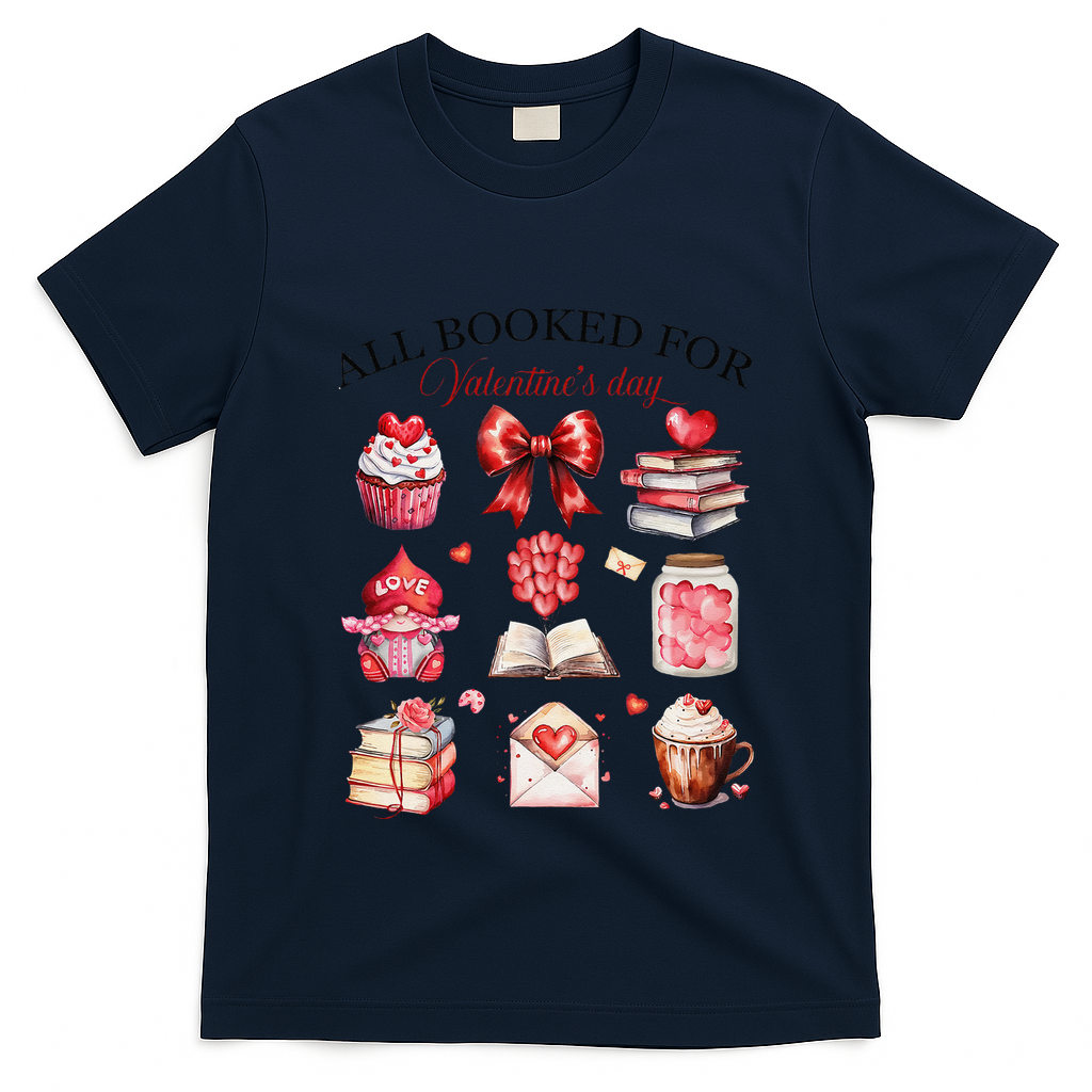 All Booked For ValentineS Day Coquette Bow Teacher Bookworm T-Shirt