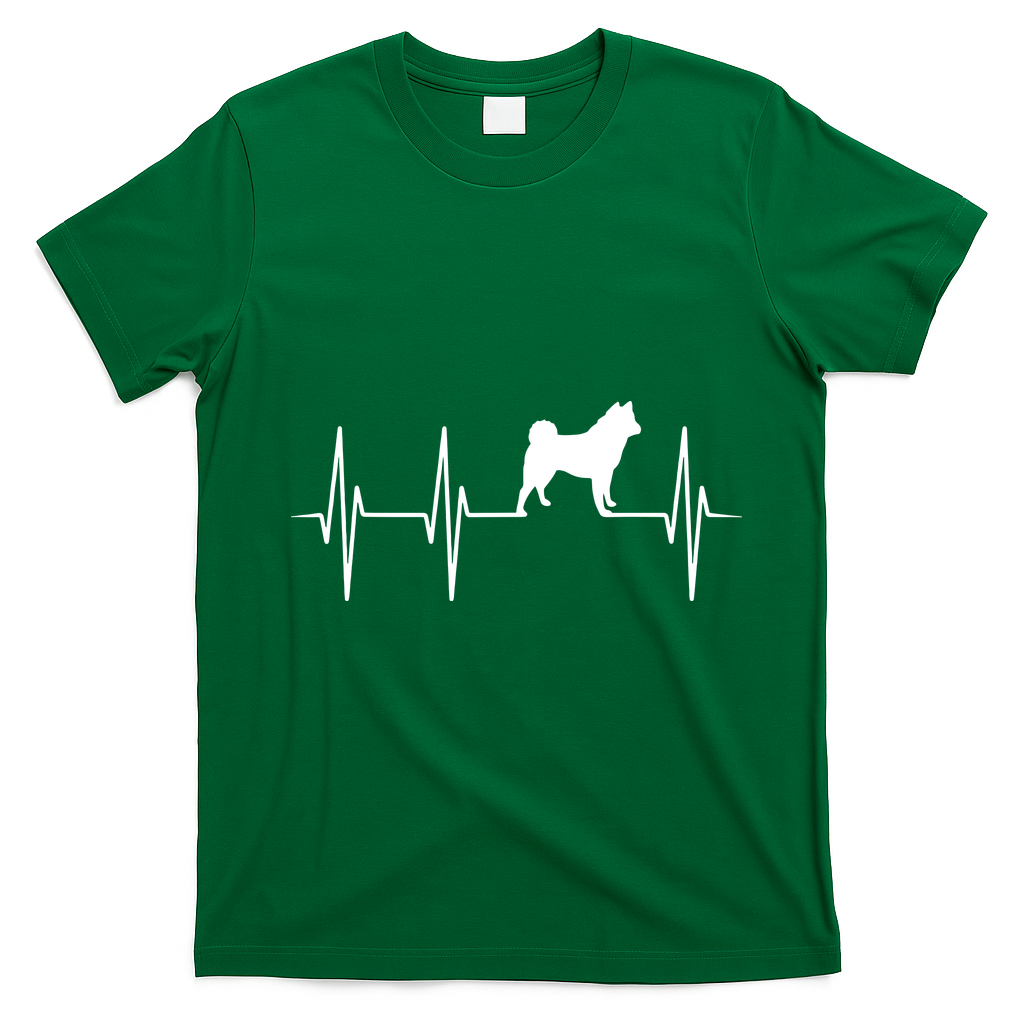 Akita Dog Heartbeat Dog Lover Gift T-Shirt - Irish Green