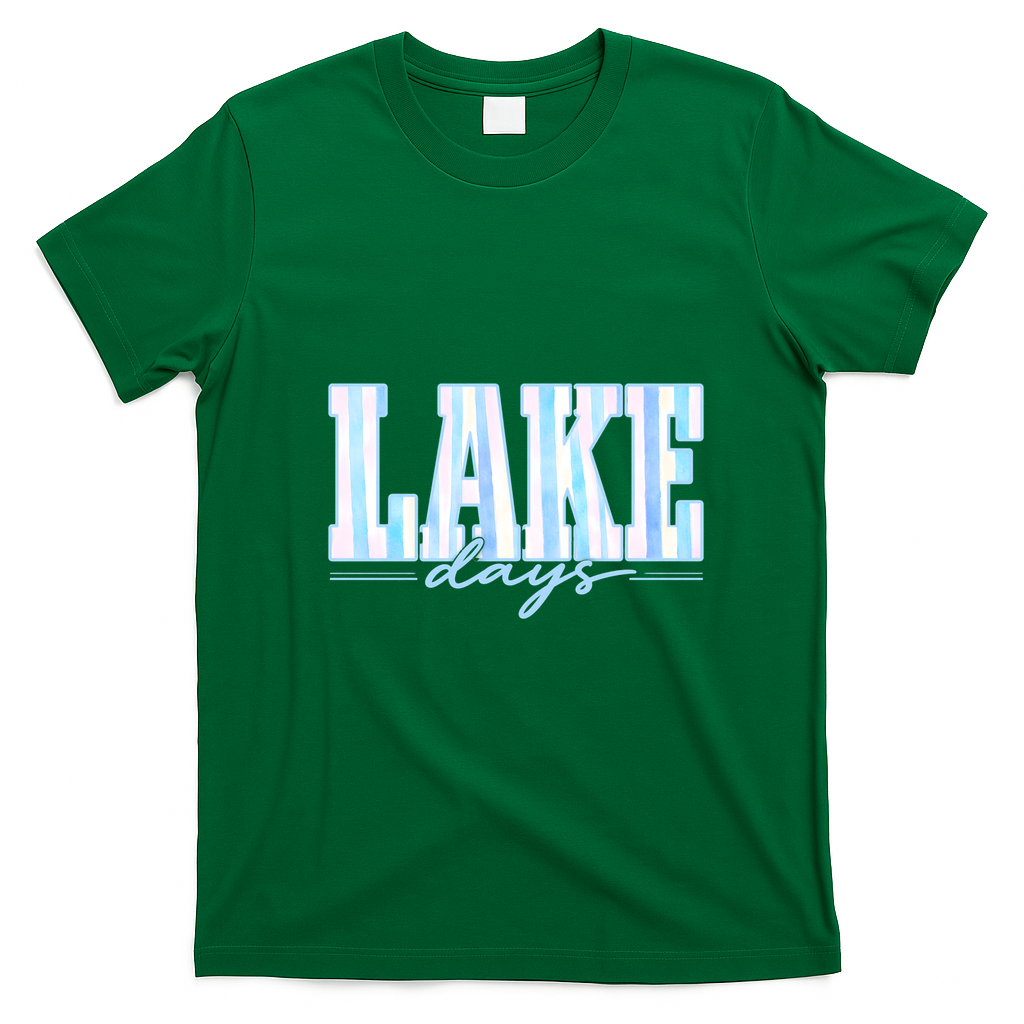 Ake Days Striped Summer Preppy Cottage Coastal T-Shirt - Irish Green
