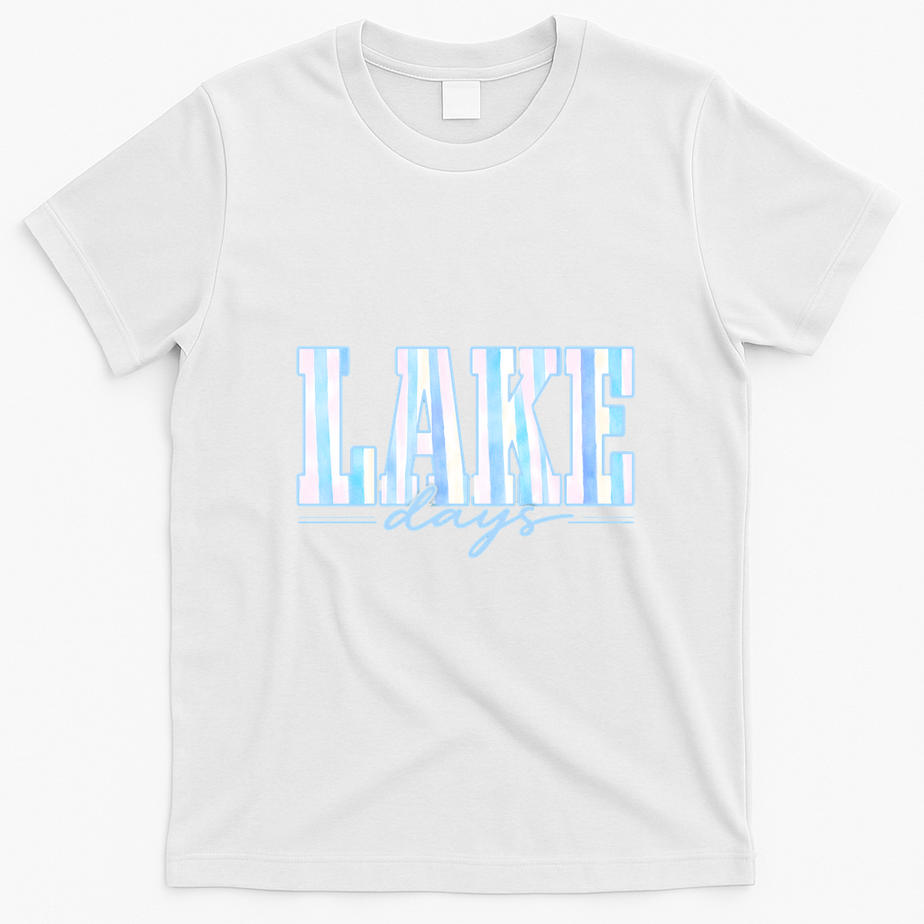 Ake Days Striped Summer Preppy Cottage Coastal T-Shirt - White