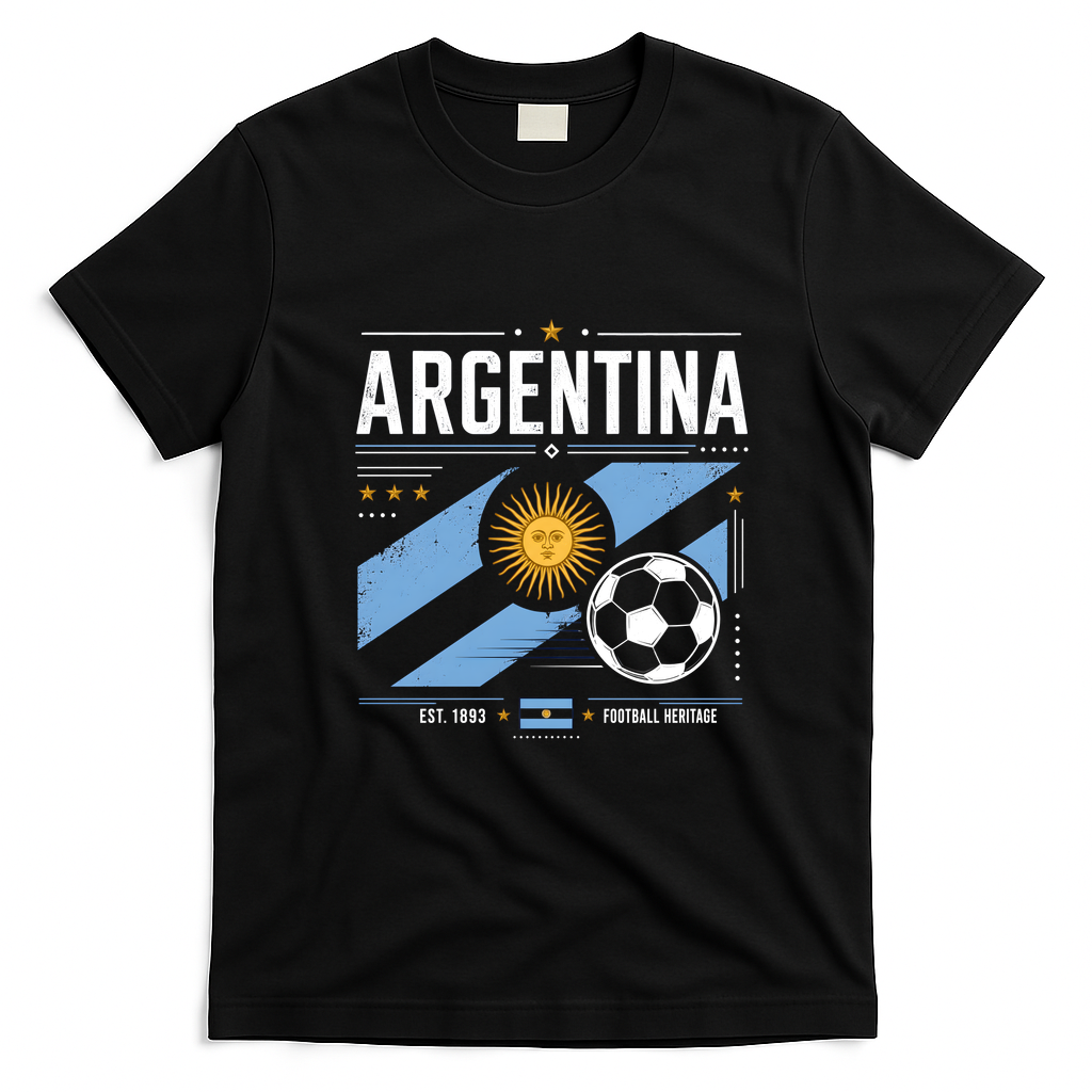 Argentina Football Heritage Vintage Soccer T-Shirt - Black