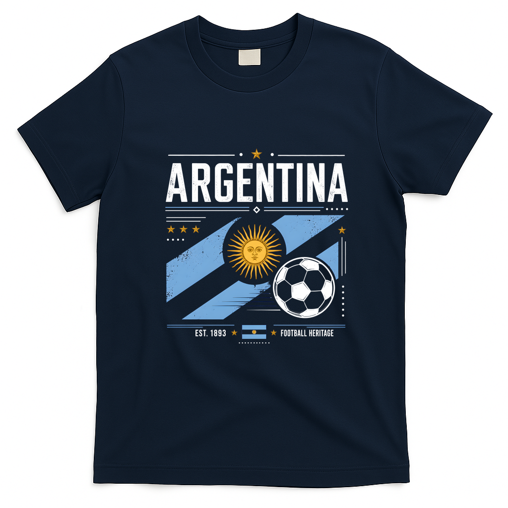 Argentina Football Heritage Vintage Soccer T-Shirt - Navy Blue
