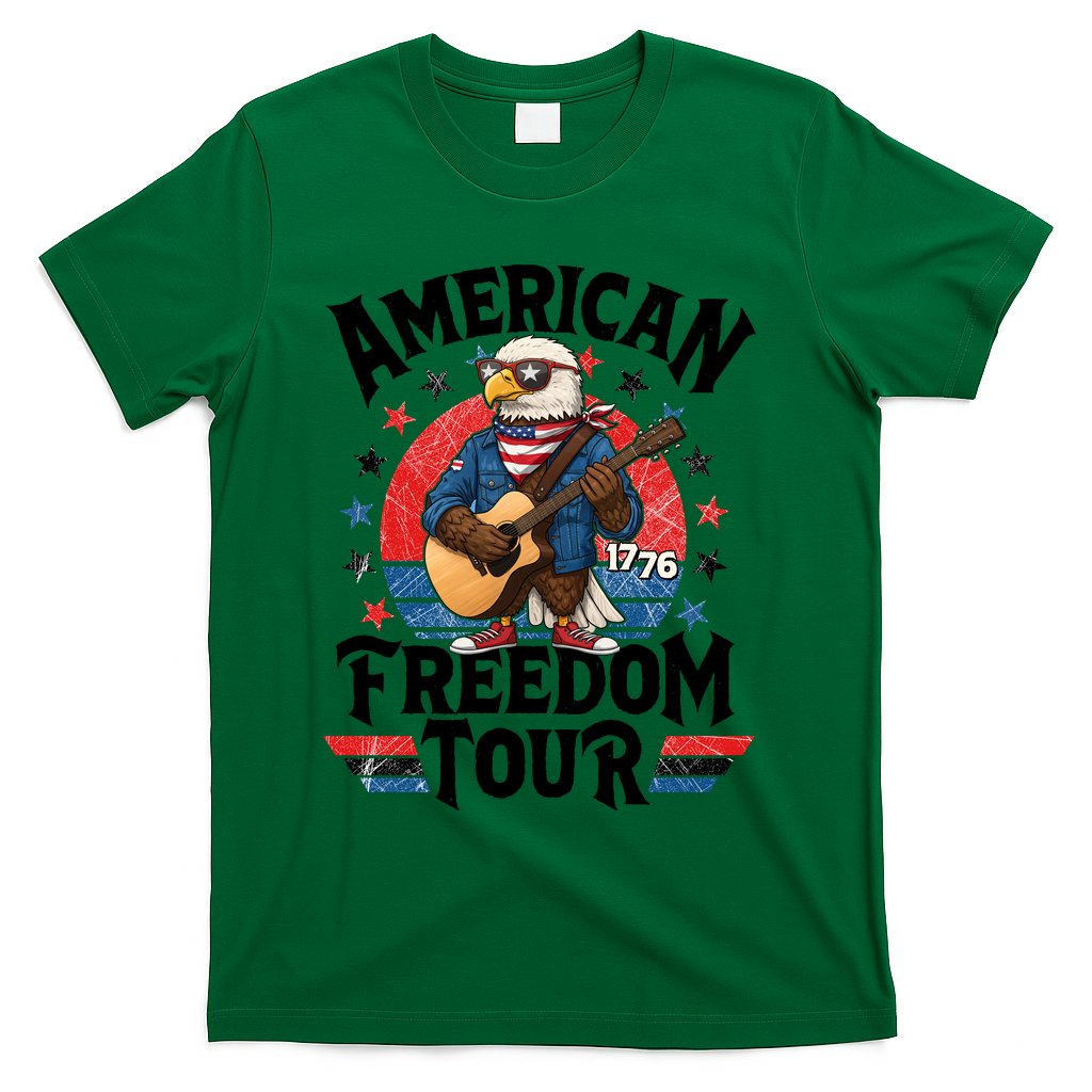 American Freedom Tour Eagle Celebrating America's 250th Birthday 1776 T-Shirt - Green