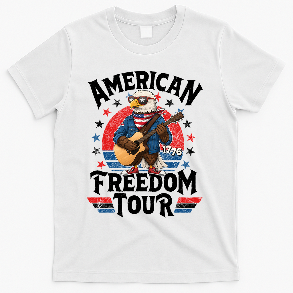 American Freedom Tour Eagle Celebrating America's 250th Birthday 1776 T-Shirt - White