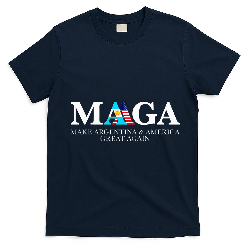 America Great Again Trump Milei 2024 T-Shirt - Navy Blue
