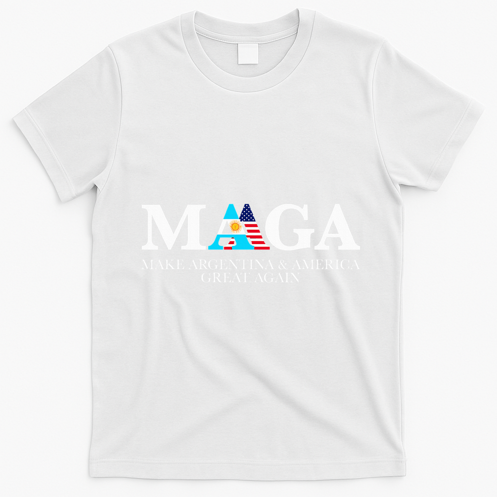 America Great Again Trump Milei 2024 T-Shirt - White