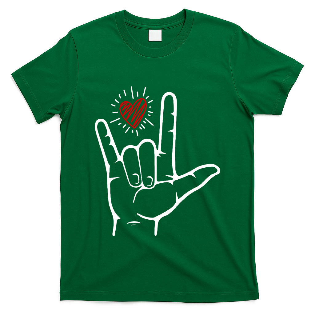 Asl Heart I Love You Hand Sign Language Valentines Day T-Shirt