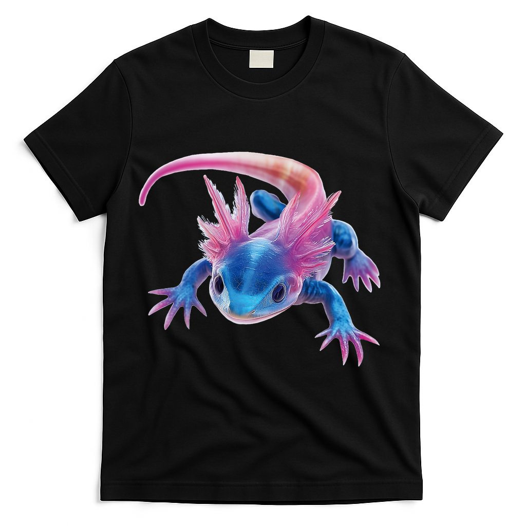 Axolotl Kawaii Cute Graphic T-Shirt - Black