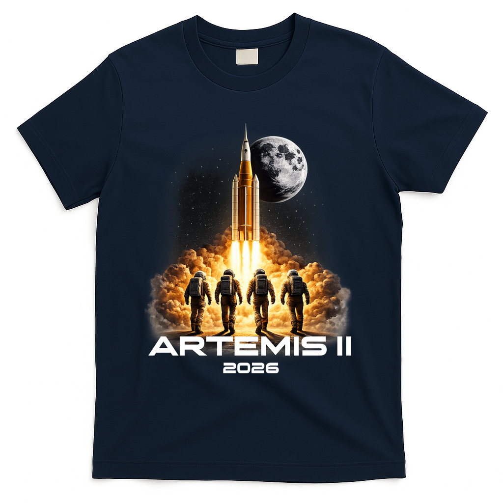 Artemis Launch To The Moon Astronaut Explorer T-Shirt - Navy