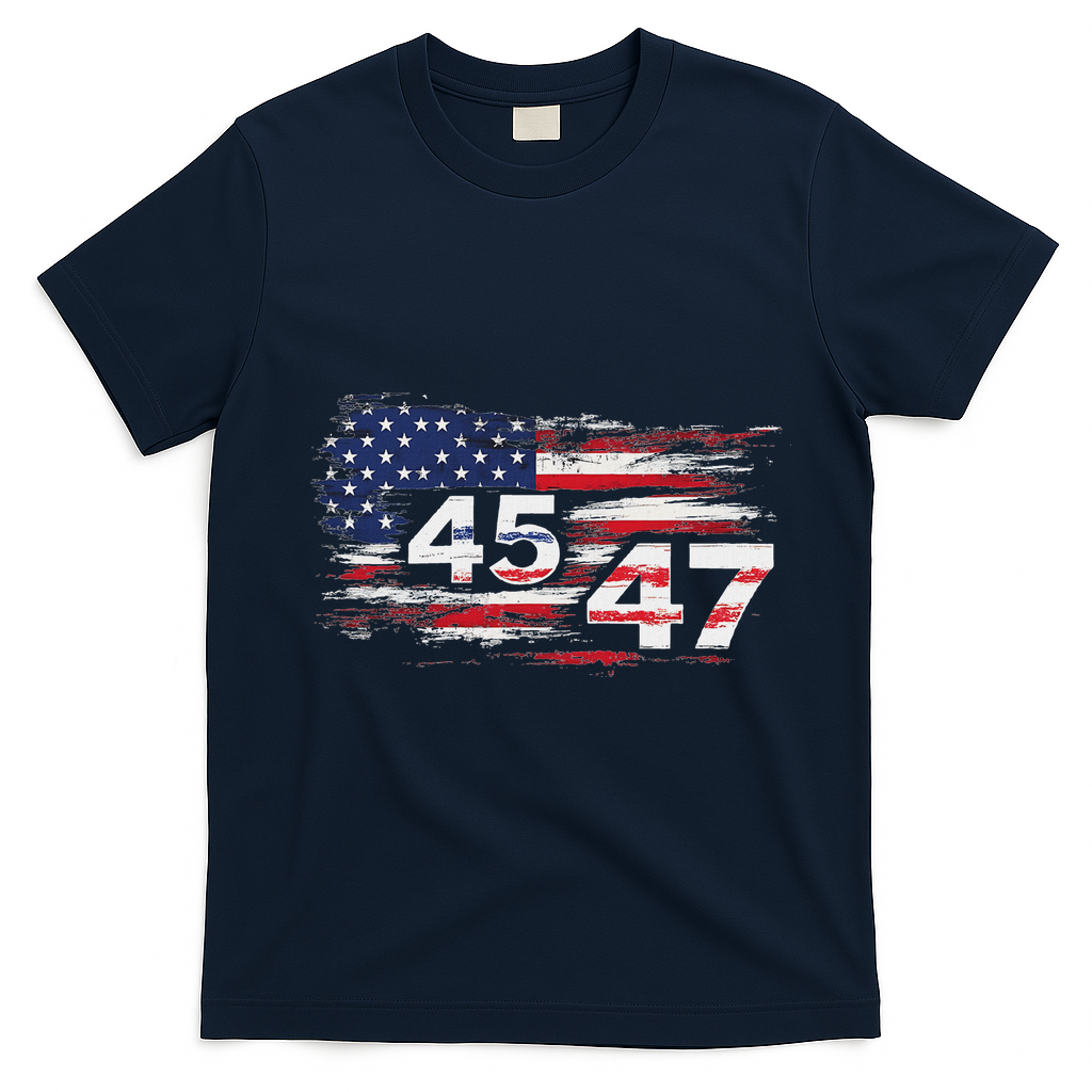 American Made Trump 45 47 T-Shirt - Navy Blue