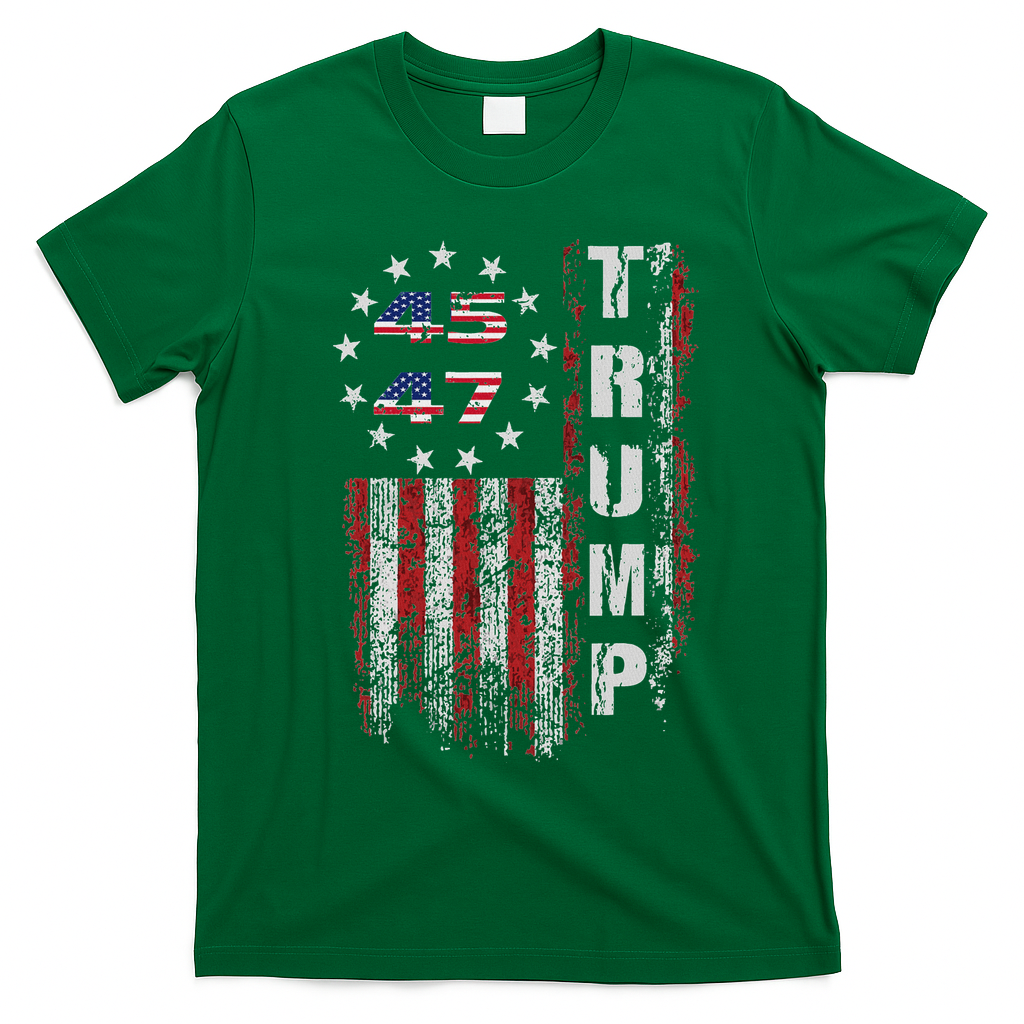 American Made Trump Merchandise Flag Trump 45 47 T-Shirt - Irish Green