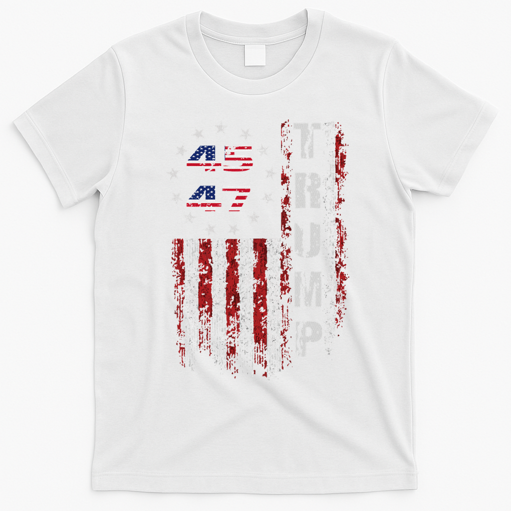 American Made Trump Merchandise Flag Trump 45 47 T-Shirt - White