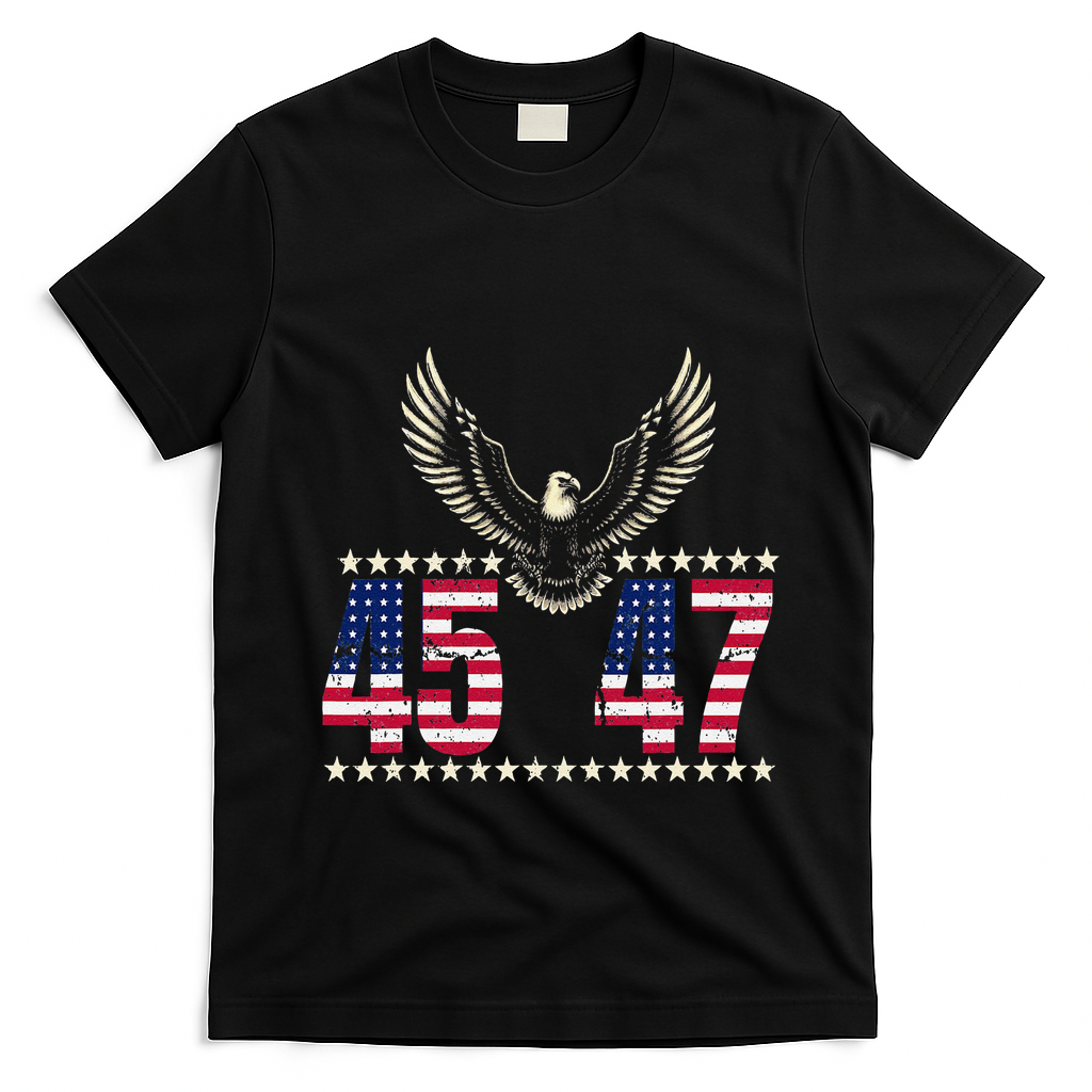 American Made Trump Merchandise Trump 45 47 Trump 2025 T-Shirt - Black
